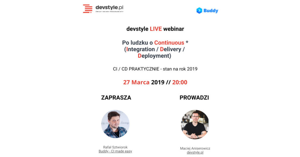 devstyle LIVE: Continuous Integration/Delivery/Deployment z Rafałem Sztwiorokiem z Buddy